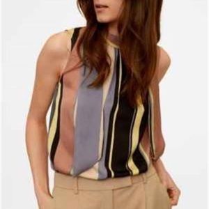 NEW Mango Women's Fels Empire2 Bow Stripe Blouse sz XS